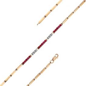 Золотой браслет Мастер Бриллиант 01M10-120396-00-03 с бриллиантом и рубином 01M10-120396-00-03 фото