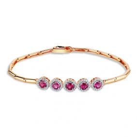 Золотой браслет Мастер Бриллиант 01M10-120440-00-03 с бриллиантом и рубином 01M10-120440-00-03 фото