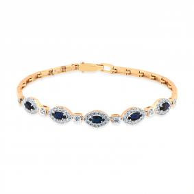 Золотой браслет Мастер Бриллиант 01M10-120488-00-02 с бриллиантом и сапфиром 01M10-120488-00-02 фото