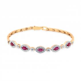 Золотой браслет Мастер Бриллиант 01M10-120488-00-03 с бриллиантом и рубином 01M10-120488-00-03 фото