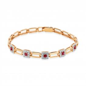 Золотой браслет Мастер Бриллиант 01M10-120499-00-03 с бриллиантом и рубином 01M10-120499-00-03 фото