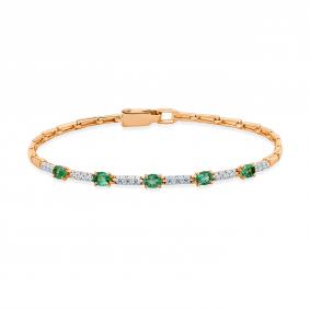 Золотой браслет Мастер Бриллиант 01M10-120555-00-01 с бриллиантом и изумрудом 01M10-120555-00-01 фото