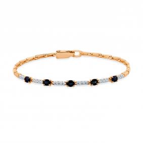 Золотой браслет Мастер Бриллиант 01M10-120555-00-02 с бриллиантом и сапфиром 01M10-120555-00-02 фото