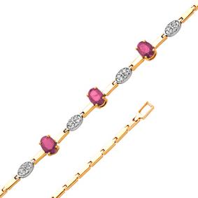 Золотой браслет Мастер Бриллиант 01M10-172-03 с бриллиантом и рубином 01M10-172-03 фото