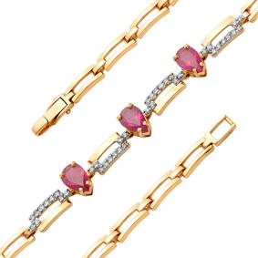 Золотой браслет Мастер Бриллиант 01M10-176-03 с бриллиантом и рубином 01M10-176-03 фото