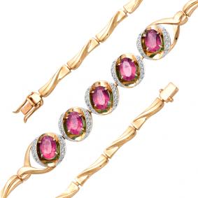Золотой браслет Мастер Бриллиант 01M10-241-03 с бриллиантом и рубином 01M10-241-03 фото