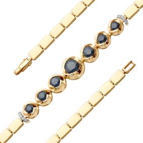 Золотой браслет Мастер Бриллиант 01M10-247-02 с бриллиантом и сапфиром 01M10-247-02 фото