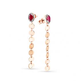 Золотые серьги Мастер Бриллиант 01M2-100043-00-03-7 с бриллиантом и рубином 01M2-100043-00-03-7 фото