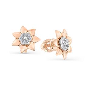 Золотые серьги Мастер Бриллиант 01M2-102-035 с бриллиантом 01M2-102-035 фото