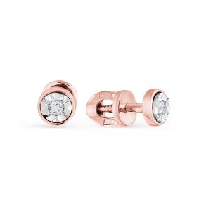 Золотые серьги Мастер Бриллиант 01M2-102-053 с бриллиантом 01M2-102-053 фото