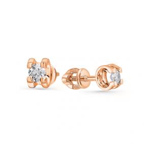 Золотые серьги Мастер Бриллиант 01M2-102-060 с бриллиантом 01M2-102-060 фото