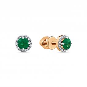 Золотые серьги Мастер Бриллиант 01M2-102038-00-01 с бриллиантом и изумрудом 01M2-102038-00-01 фото