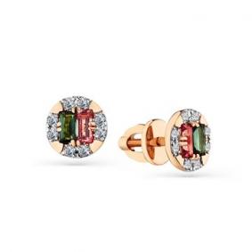 Золотые серьги Мастер Бриллиант 01M2-102139-00-60 с бриллиантом и турмалином 01M2-102139-00-60 фото