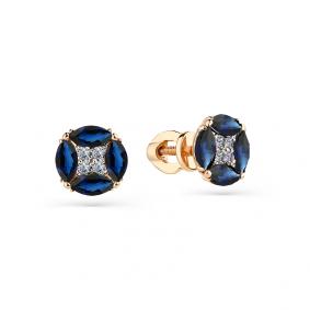 Золотые серьги Мастер Бриллиант 01M2-102140-00-02 с бриллиантом и сапфиром 01M2-102140-00-02 фото