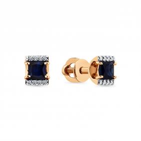 Золотые серьги Мастер Бриллиант 01M2-102148-00-02 с бриллиантом и сапфиром 01M2-102148-00-02 фото