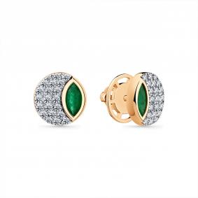 Золотые серьги Мастер Бриллиант 01M2-102269-00-01 с бриллиантом и изумрудом 01M2-102269-00-01 фото