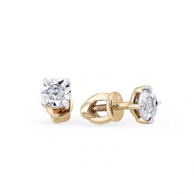 Золотые серьги Мастер Бриллиант 01M2-104-192 с бриллиантом 01M2-104-192 фото