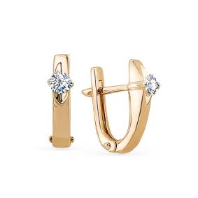 Золотые серьги Мастер Бриллиант 01M2-104-201 с бриллиантом 01M2-104-201 фото