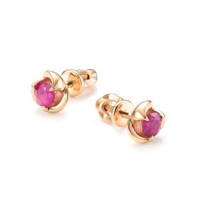 Золотые серьги Мастер Бриллиант 01M2-104-206-03 с рубином 01M2-104-206-03 фото
