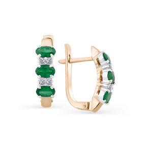 Золотые серьги Мастер Бриллиант 01M2-104-218-01 с бриллиантом и изумрудом 01M2-104-218-01 фото