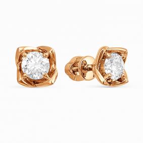 Золотые серьги Мастер Бриллиант 01M2-104-294 с бриллиантом 01M2-104-294 фото