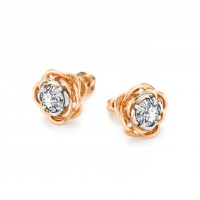 Золотые серьги Мастер Бриллиант 01M2-104-298 с бриллиантом 01M2-104-298 фото