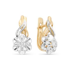 Золотые серьги Мастер Бриллиант 01M2-104-301 с бриллиантом 01M2-104-301 фото