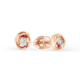 Золотые серьги Мастер Бриллиант 01M2-104-319 с бриллиантом 01M2-104-319 фото