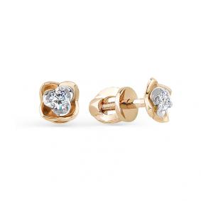 Золотые серьги Мастер Бриллиант 01M2-104-332 с бриллиантом 01M2-104-332 фото