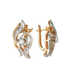 Золотые серьги Мастер Бриллиант 01M2-104-357 с бриллиантом 01M2-104-357 фото