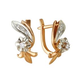 Золотые серьги Мастер Бриллиант 01M2-104-491 с бриллиантом 01M2-104-491 фото