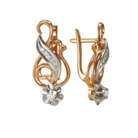 Золотые серьги Мастер Бриллиант 01M2-104-617 с бриллиантом 01M2-104-617 фото