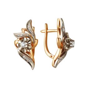 Золотые серьги Мастер Бриллиант 01M2-104-634 с бриллиантом 01M2-104-634 фото