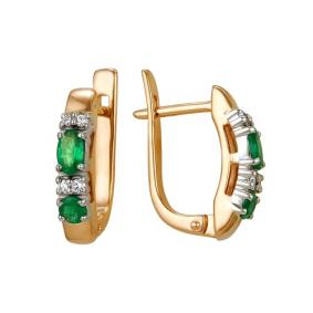 Золотые серьги Мастер Бриллиант 01M2-104-642-01 с бриллиантом и изумрудом 01M2-104-642-01 фото