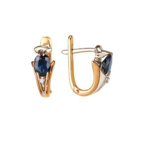 Золотые серьги Мастер Бриллиант 01M2-104-763-02 с бриллиантом и сапфиром 01M2-104-763-02 фото