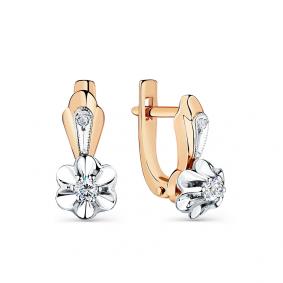 Золотые серьги Мастер Бриллиант 01M2-104-794 с бриллиантом 01M2-104-794 фото