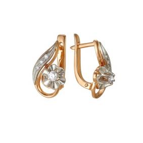 Золотые серьги Мастер Бриллиант 01M2-104-837 с бриллиантом 01M2-104-837 фото