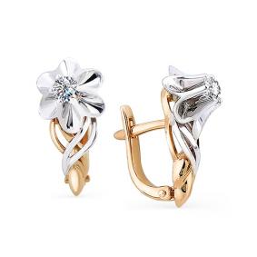 Золотые серьги Мастер Бриллиант 01M2-104-886 с бриллиантом 01M2-104-886 фото