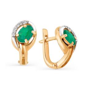 Золотые серьги Мастер Бриллиант 01M2-104-905-01 с бриллиантом и изумрудом 01M2-104-905-01 фото