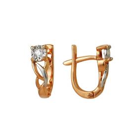 Золотые серьги Мастер Бриллиант 01M2-104-906 с бриллиантом 01M2-104-906 фото