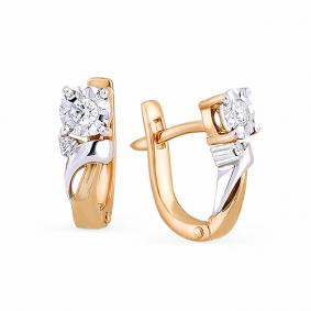 Золотые серьги Мастер Бриллиант 01M2-104-907 с бриллиантом 01M2-104-907 фото