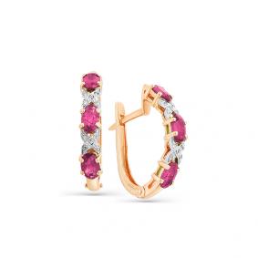 Золотые серьги Мастер Бриллиант 01M2-104-934-03 с бриллиантом и рубином 01M2-104-934-03 фото