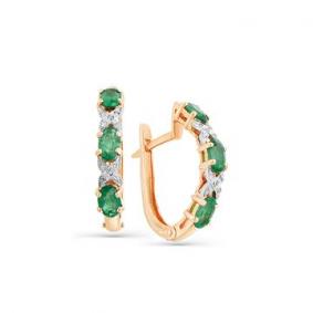 Золотые серьги Мастер Бриллиант 01M2-104-934 с бриллиантом и изумрудом 01M2-104-934 фото