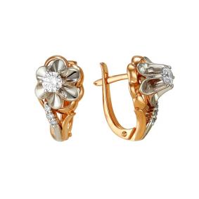 Золотые серьги Мастер Бриллиант 01M2-104-976 с бриллиантом 01M2-104-976 фото