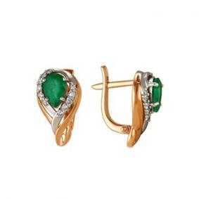 Золотые серьги Мастер Бриллиант 01M2-105-03-01 с бриллиантом и изумрудом 01M2-105-03-01 фото