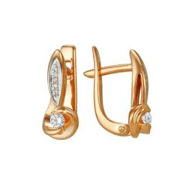 Золотые серьги Мастер Бриллиант 01M2-105-124 с бриллиантом 01M2-105-124 фото