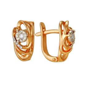 Золотые серьги Мастер Бриллиант 01M2-105-139 с бриллиантом 01M2-105-139 фото