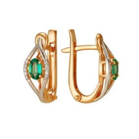 Золотые серьги Мастер Бриллиант 01M2-105-147-01 с бриллиантом и изумрудом 01M2-105-147-01 фото