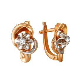 Золотые серьги Мастер Бриллиант 01M2-105-185 с бриллиантом 01M2-105-185 фото