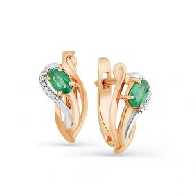 Золотые серьги Мастер Бриллиант 01M2-105-188-01 с бриллиантом и изумрудом 01M2-105-188-01 фото